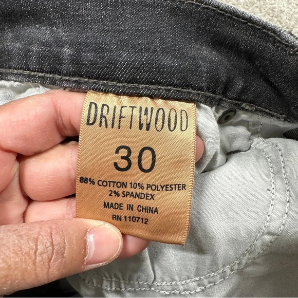 Driftwood Jackie Embroidered Hem Stretch Skinny Jeans Mid Rise in Dark Gray 30 - Picture 12 of 16